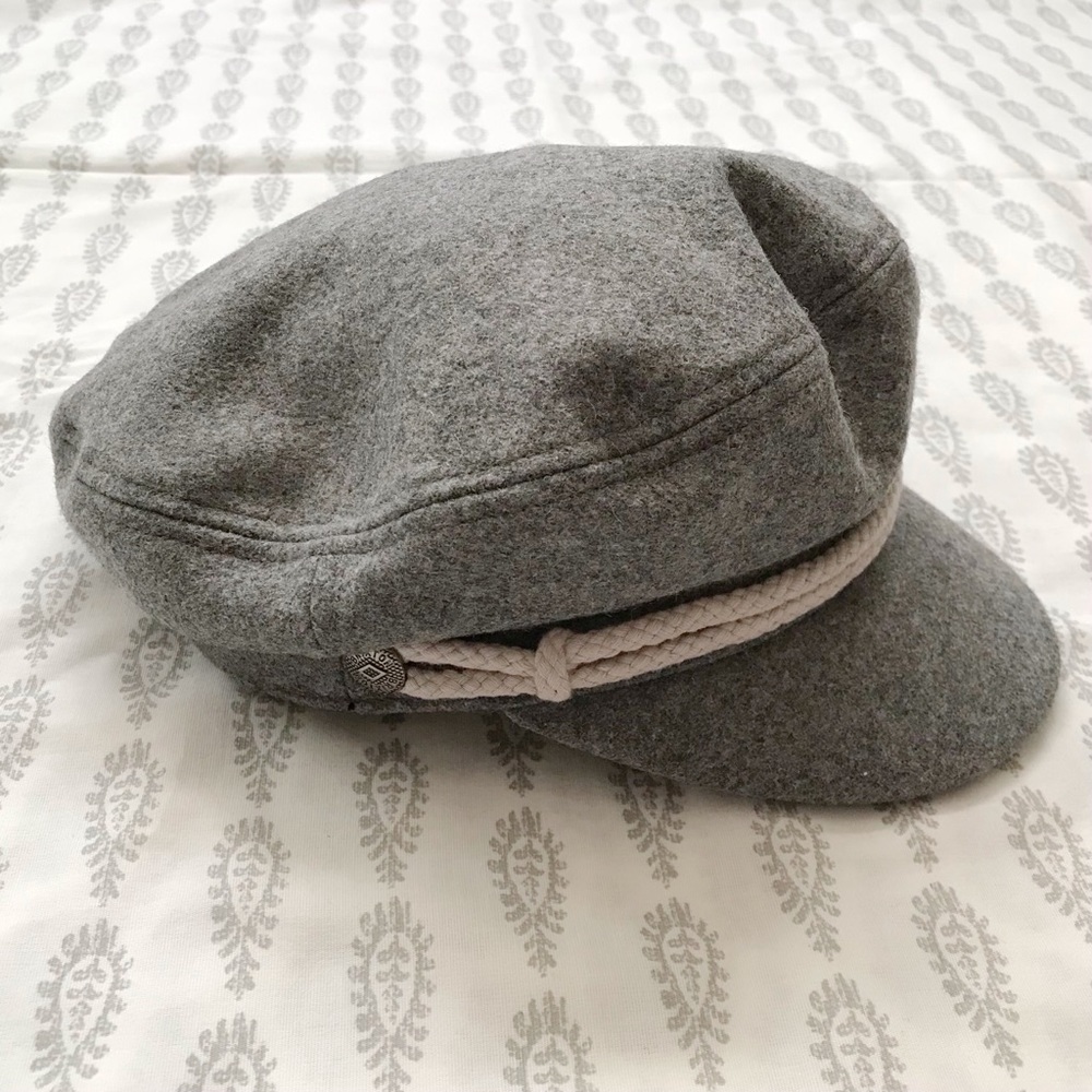 Brixton Gray Wool Fiddler Cap with Cream Rope Trim